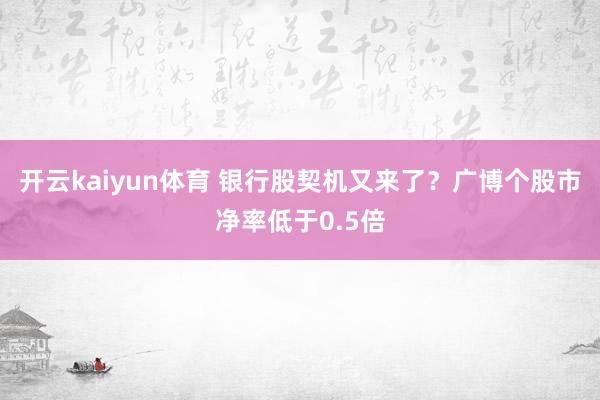 开云kaiyun体育 银行股契机又来了？广博个股市净率低于0.5倍