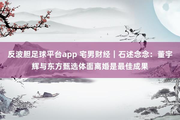 反波胆足球平台app 宅男财经｜石述念念：董宇辉与东方甄选体面离婚是最佳成果