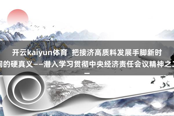 开云kaiyun体育  把接济高质料发展手脚新时间的硬真义——潜入学习贯彻中央经济责任会议精神之二