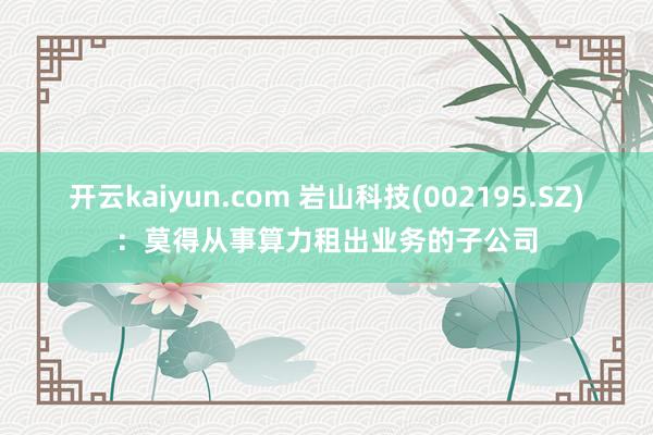 开云kaiyun.com 岩山科技(002195.SZ)：莫得从事算力租出业务的子公司