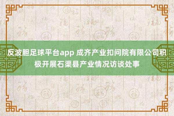 反波胆足球平台app 成齐产业扣问院有限公司积极开展石渠县产业情况访谈处事