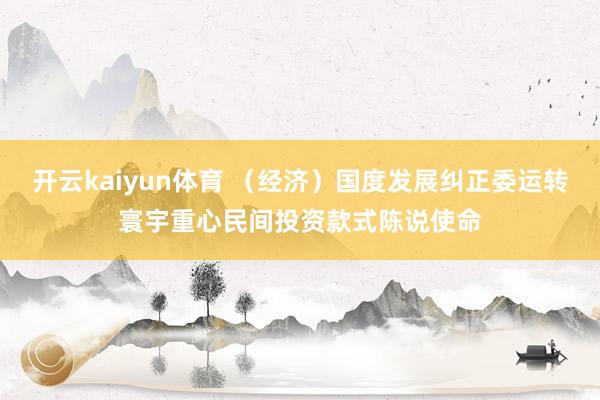 开云kaiyun体育 （经济）国度发展纠正委运转寰宇重心民间投资款式陈说使命