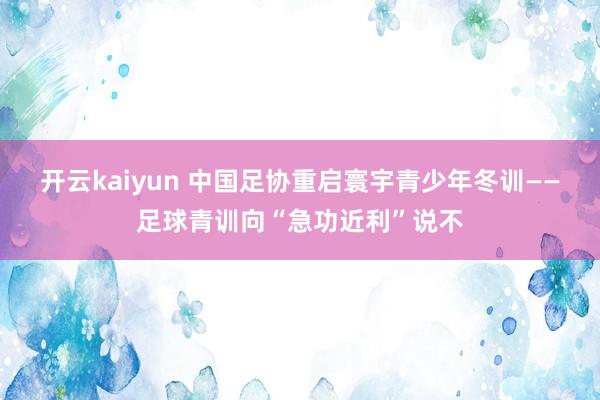 开云kaiyun 中国足协重启寰宇青少年冬训——足球青训向“急功近利”说不