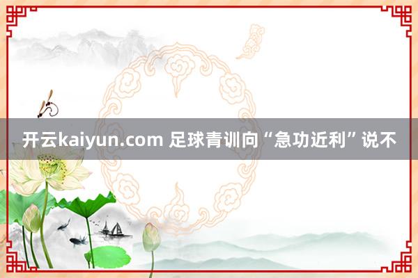 开云kaiyun.com 足球青训向“急功近利”说不