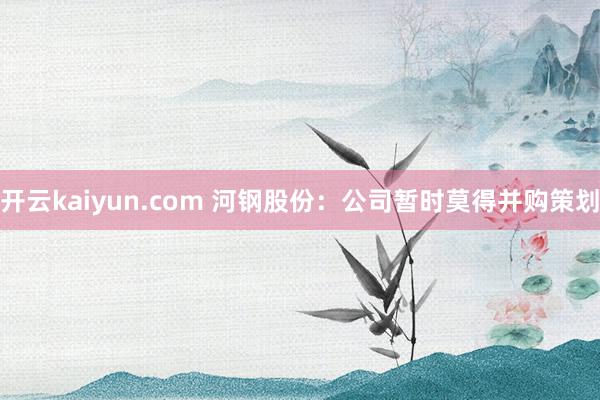 开云kaiyun.com 河钢股份：公司暂时莫得并购策划