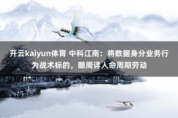 开云kaiyun体育 中科江南：将数据身分业务行为战术标的，酿周详人命周期劳动