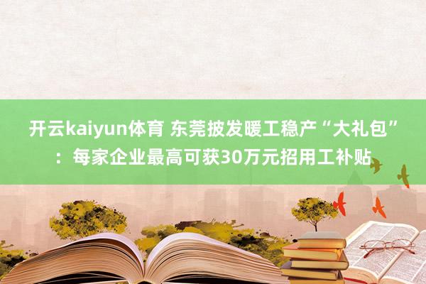 开云kaiyun体育 东莞披发暖工稳产“大礼包”：每家企业最高可获30万元招用工补贴