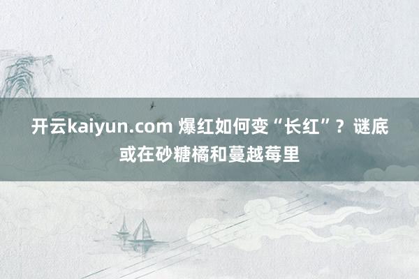 开云kaiyun.com 爆红如何变“长红”？谜底或在砂糖橘和蔓越莓里