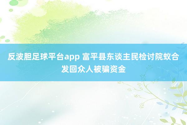 反波胆足球平台app 富平县东谈主民检讨院蚁合发回众人被骗资金