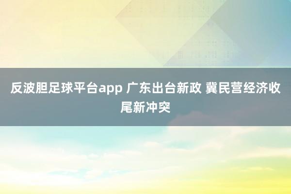 反波胆足球平台app 广东出台新政 冀民营经济收尾新冲突