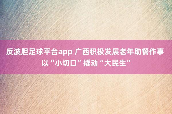 反波胆足球平台app 广西积极发展老年助餐作事 以“小切口”撬动“大民生”