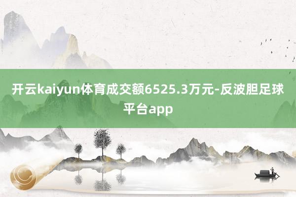 开云kaiyun体育成交额6525.3万元-反波胆足球平台app