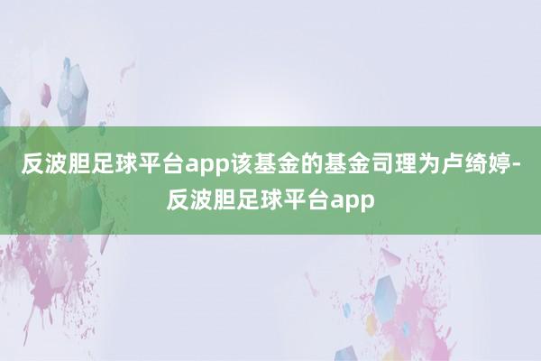 反波胆足球平台app该基金的基金司理为卢绮婷-反波胆足球平台app