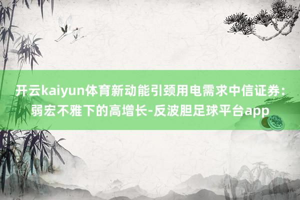 开云kaiyun体育新动能引颈用电需求中信证券：弱宏不雅下的高增长-反波胆足球平台app