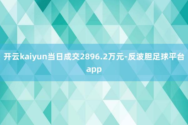 开云kaiyun当日成交2896.2万元-反波胆足球平台app