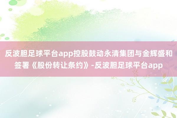 反波胆足球平台app控股鼓动永清集团与金辉盛和签署《股份转让条约》-反波胆足球平台app