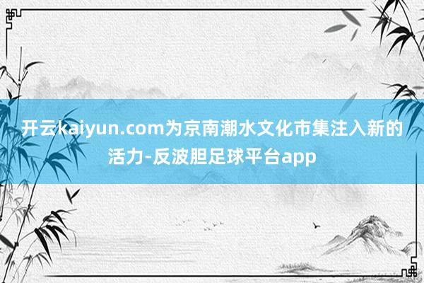 开云kaiyun.com为京南潮水文化市集注入新的活力-反波胆足球平台app