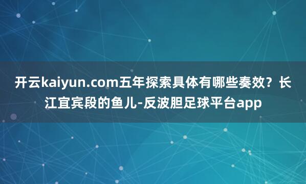 开云kaiyun.com五年探索具体有哪些奏效？长江宜宾段的鱼儿-反波胆足球平台app